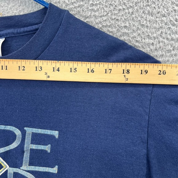 Vintage 90s Cape Cod MA Light House Graphic T-Shirt Navy Adult Large Hanes USA - Picture 4 of 14